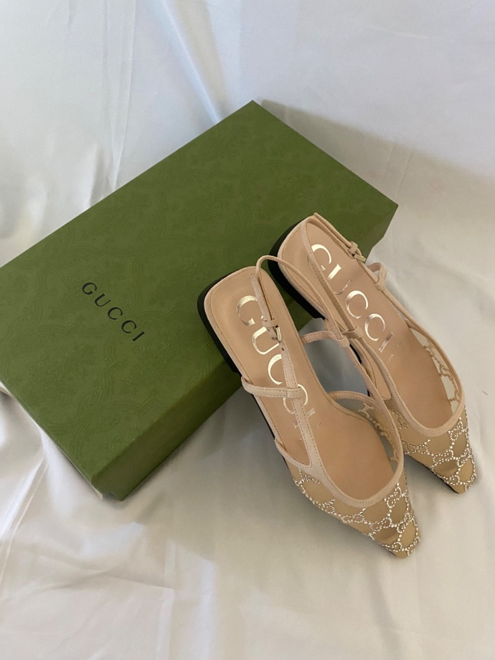 Gucci - Women's GG crystal slingback flat - Picture 8 of 9